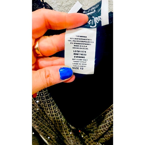 Vintage Jeffrey & Dara Evenings by Tom Barra Colorful Glitter Sequin Rouched Top - Picture 9 of 11